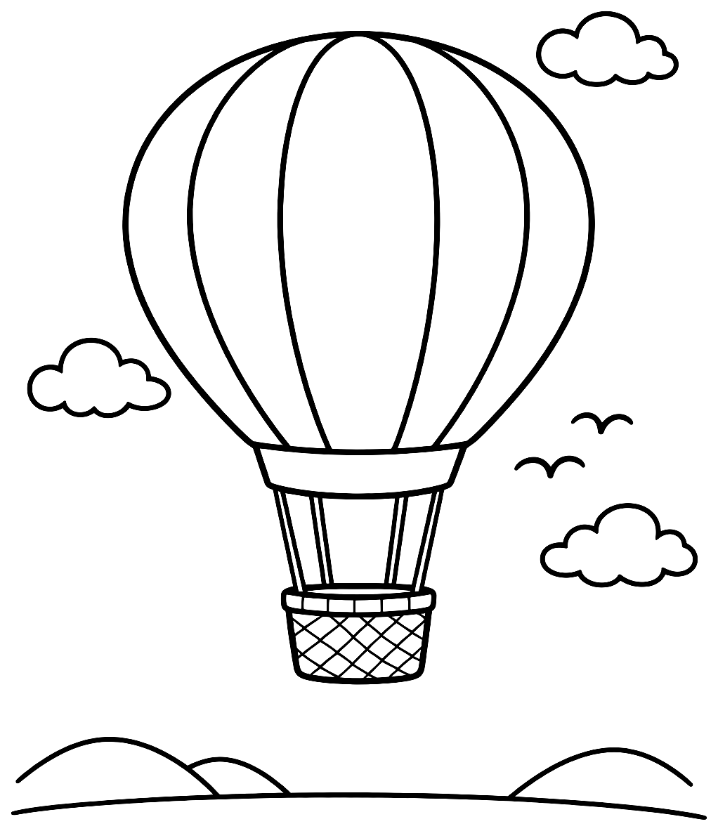 하늘을 나는 열기구 색칠 도안 미리보기